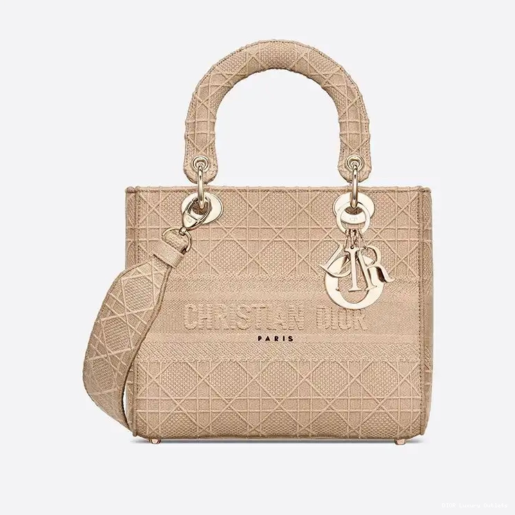 Cheap Medium Canvas Beige D-lite Motif Bag Cannage Lady 0519 Luxury